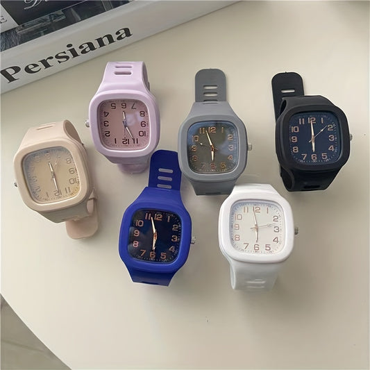 Square Quartz Analog Sports Watch – Waterproof Outdoor & Casual Watch with Durable Silicone Strap for Women, Men, Teens, and Students